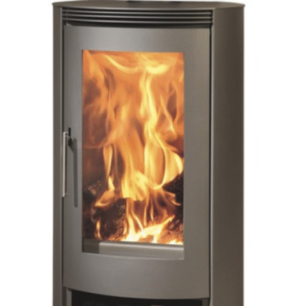 Stufa Panadero Delta in acciaio nero da 8 kW con vano legna