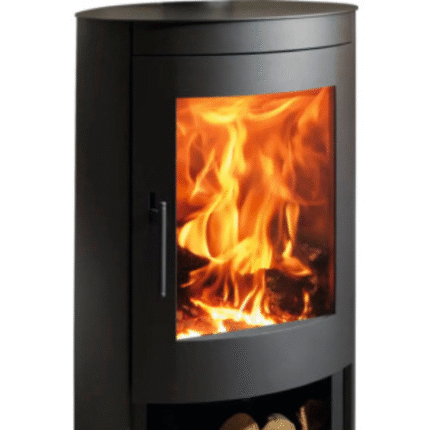 Stufa camino Panadero Oval in acciaio nero opaco 8,7 kW