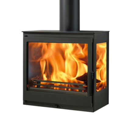 Stufa a parete Panadero Onix, acciaio nero, 7,1 kW