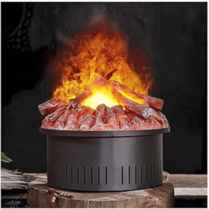 Home 17,7" Spina di atomizzazione rotonda con telecomando, inserto per camino elettrico decorativo a carbone con simulazione di fiamma 3D FANDIAO