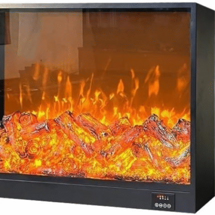 Chimenea eléctrica empotrada HFERTSCN, inserto decorativo LED, 4 llamas, bajo ruido, color negro (pequeño) FANDIAO