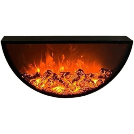 Chimenea eléctrica empotrada HFERTSCN, chimenea eléctrica semicircular de pared, brillo de llama ajustable, perilla y control remoto (60 cm) FANDIAO
